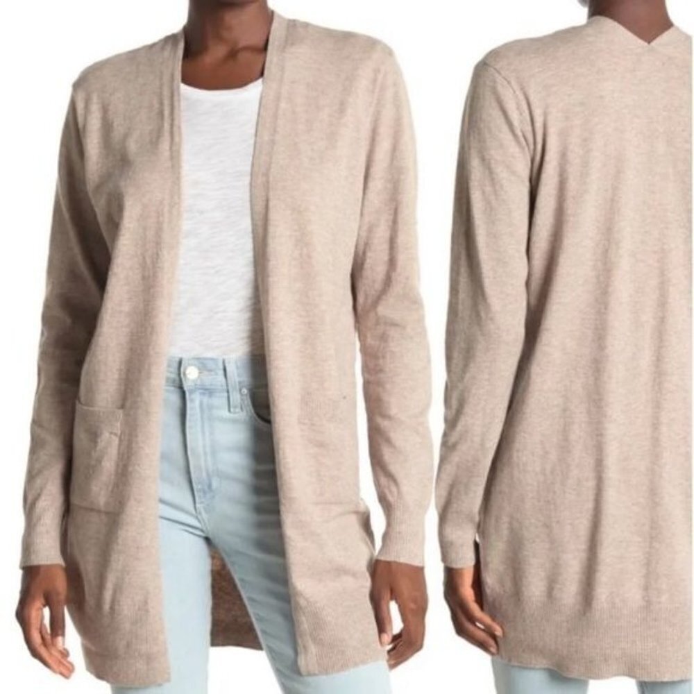 New Sweet Romeo Medium Gray Open Front Cardigan Sweater Knit Womens NWT